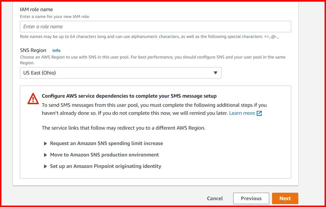 Picture showing the screen for setting up the IAM role